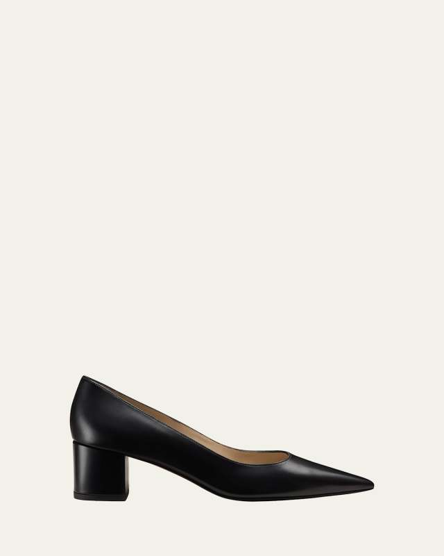 Stuart Leather Block-Heel Pumps